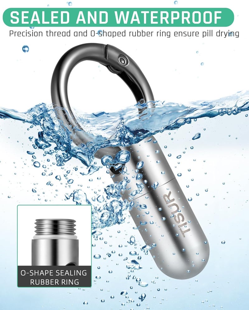 TISUR Micro Keychain Pill Holder. Titanium Pill Case Waterproof Pill Fob for Emergency Aspirin & Nitroglycerin for Travel Purse Pocket (Tiny) - Image 5
