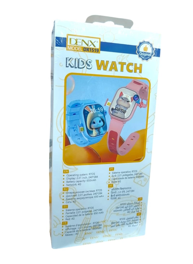 Denx Smart watch for children with a SIM card and 4G network, pink  - Image 4