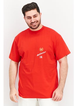 Men Sportswear Fit Short Sleeve Brand Logo T-Shirt, Red Combo