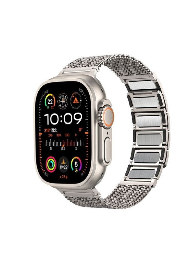 Generic - Replacement Strap For Apple Watch Series 2 38mm Magnetic Clasp Braided Chain Stainless Steel Watch Band Frosted Gold - Image 1
