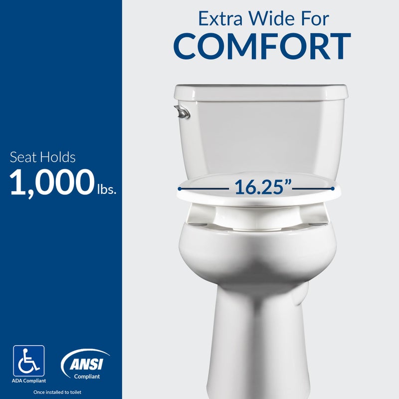 Bemis Assurance 3" Raised Toilet Seat for Seniors, Made in USA, Secure Hinges, Clean Shield Guard, Elongated, White - Image 4