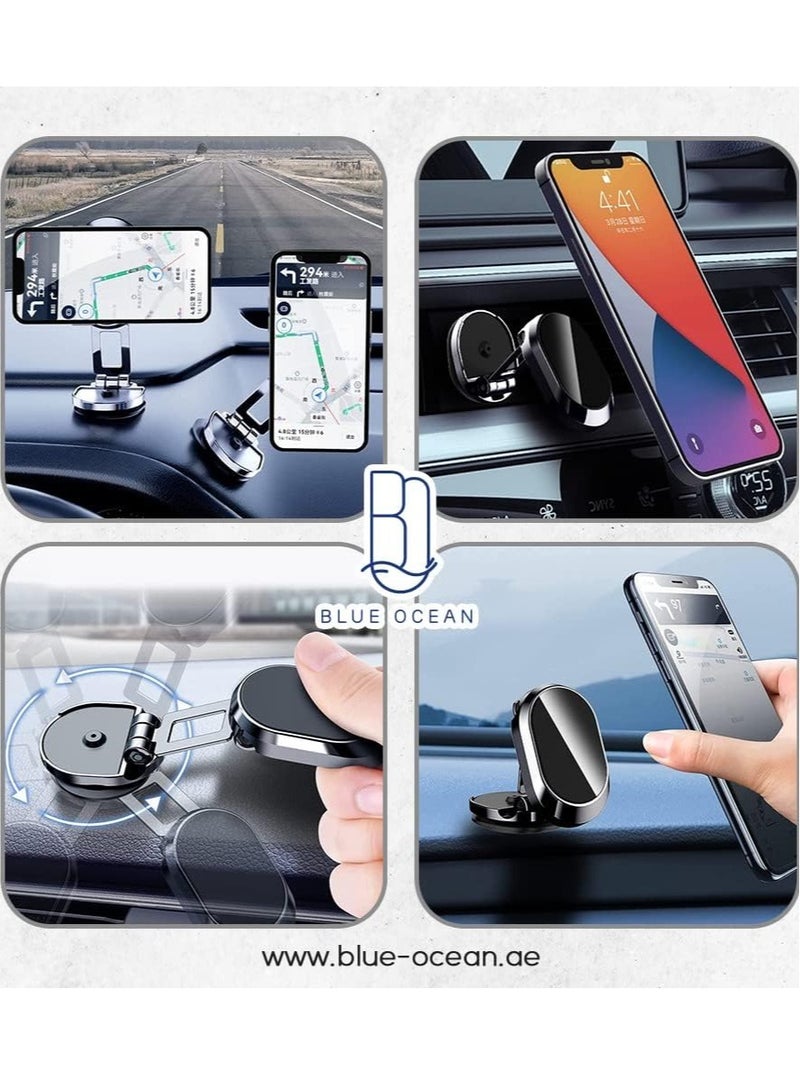 NEW Magnetic Car Phone Holder Foldable Dashboard Cell Phone Car Mounts 360 Adjustable Rotation Mobile Magnet Holder Car Aluminum perfect For Table Kitchen and any location (MODEL A - 360º) - Image 3