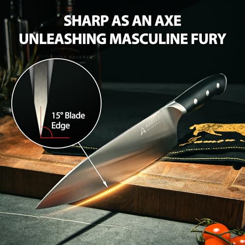 Arrtcy Knife Set with Block, Kitchen Knife Set 15-Piece with Sharpener - High Carbon Stainless Steel Dishwasher Safe Knives with Ergonomic Handles for Chef & Home - Image 3