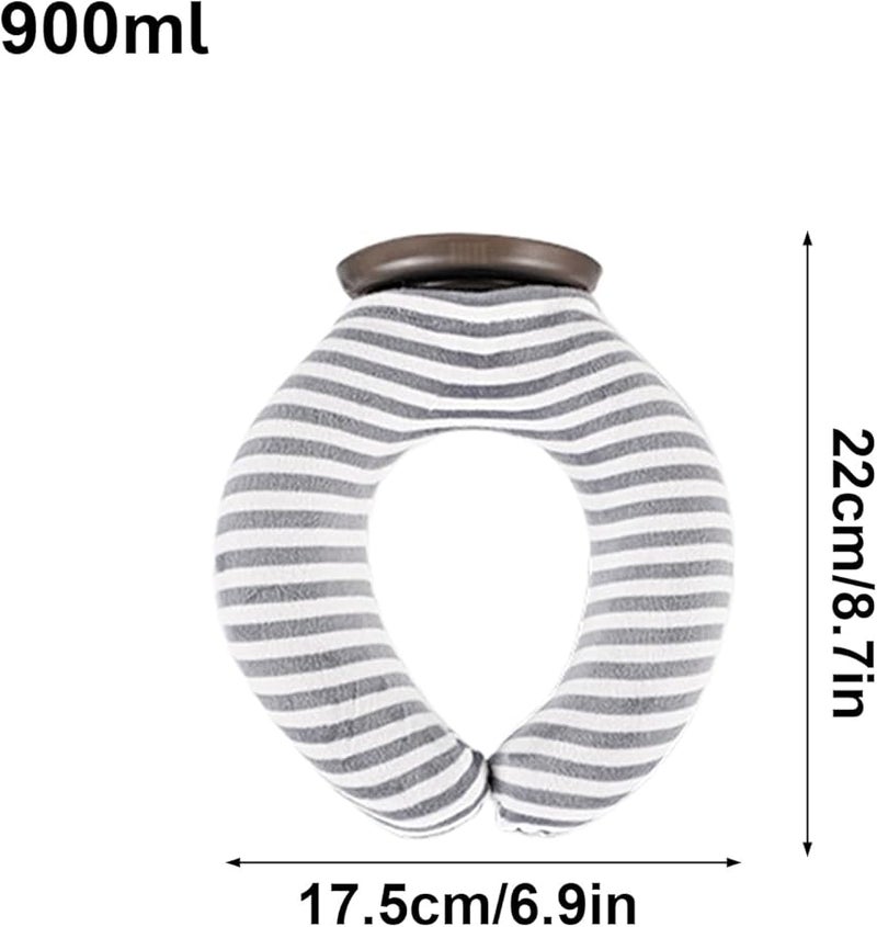 حقيبة تدفئة محمولة على شكل حرف U ذات خطوط رمادية للرقبة والكتفين - علاج حراري ساخن وبارد - Image 3