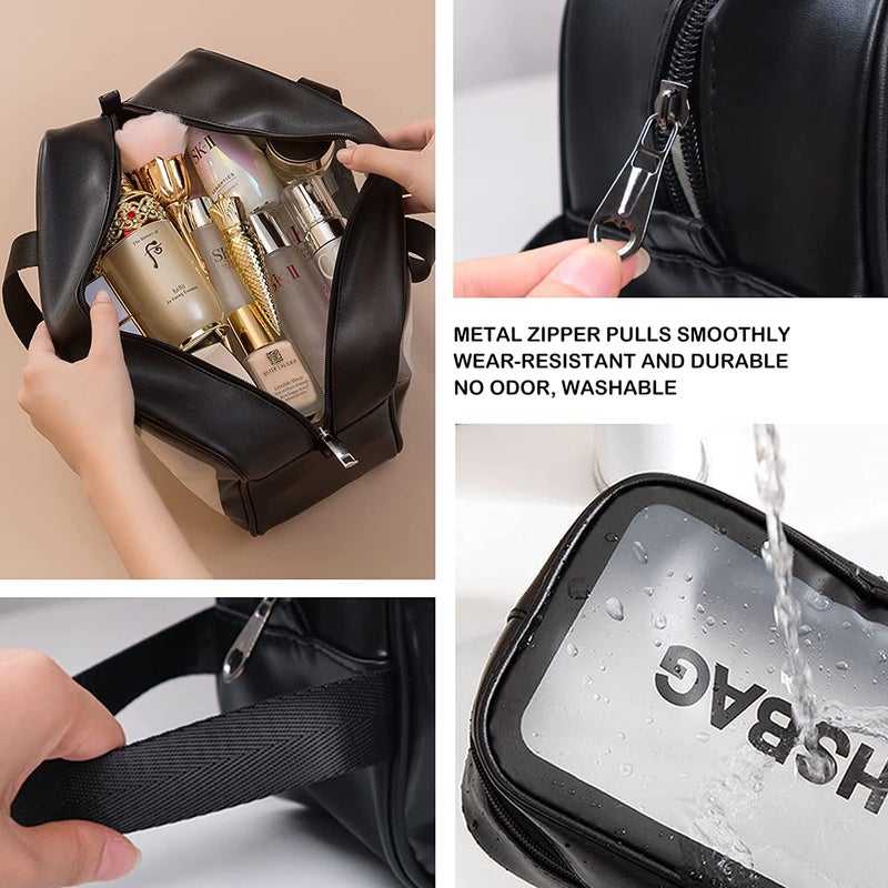 Cpixen Toiletry Bags for Women Clear Makeup Bags Cosmetic Bags with Zipper and Handle Wash Bag for Travel Business Vacation Pack of 3 - Image 2