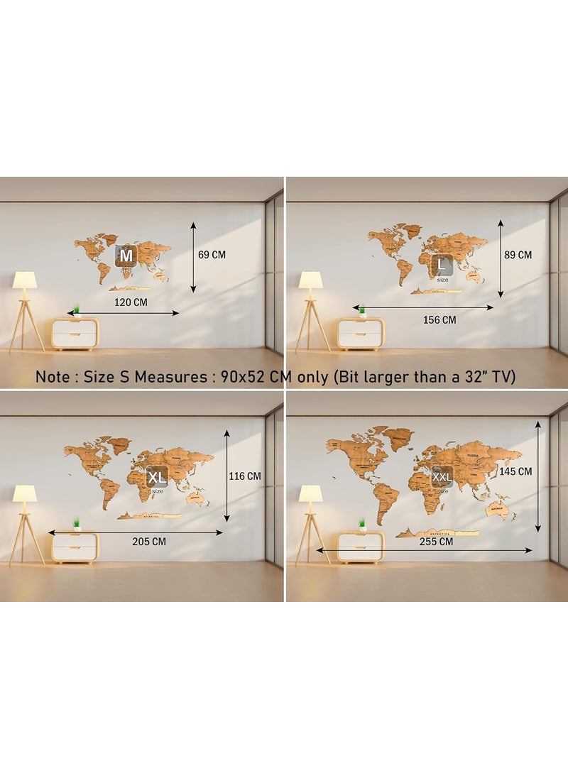ELK Elk 3D Wooden World Map Wall Decor Metallic Teak Brown Color Perfect Wall Decor for Travel Enthusiasts  - Image 2