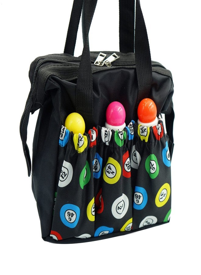 Yuanhe Bingo Dauber Bags with 6 Pockets Black Bingo Tote Bag - Image 5