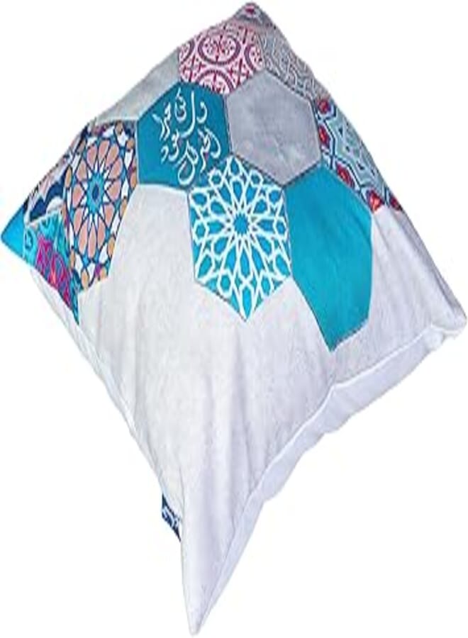 Joud kon khairan printed squared polyester decorative cushion, 50x50 cm - multi color