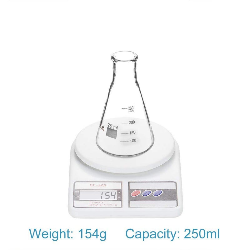 stonylab 2-Pack Glass 250ml Heavy Wall Narrow Mouth Erlenmeyer Flasks with Heavy Duty Rim (250ml Fits with 6# Rubber Stopper) - Image 5