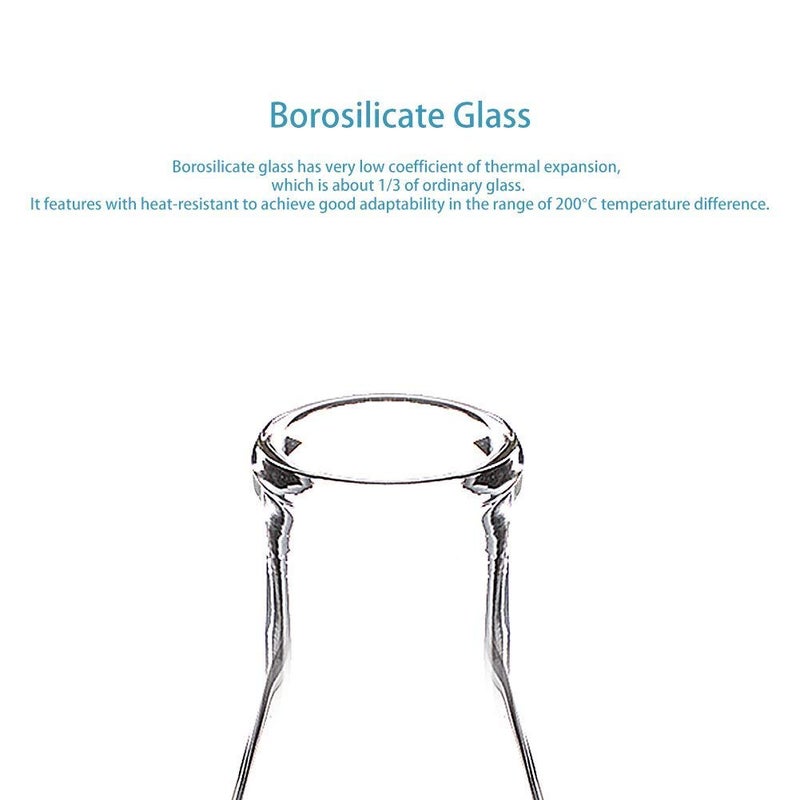 stonylab 2-Pack Glass 250ml Heavy Wall Narrow Mouth Erlenmeyer Flasks with Heavy Duty Rim (250ml Fits with 6# Rubber Stopper) - Image 4