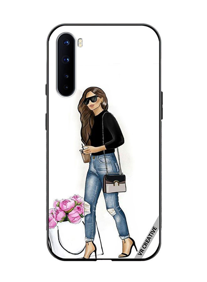 VR CREATIVE Protective Case Cover For OnePlus Nord Stylish walking Girl Design Multicolour - Image 1