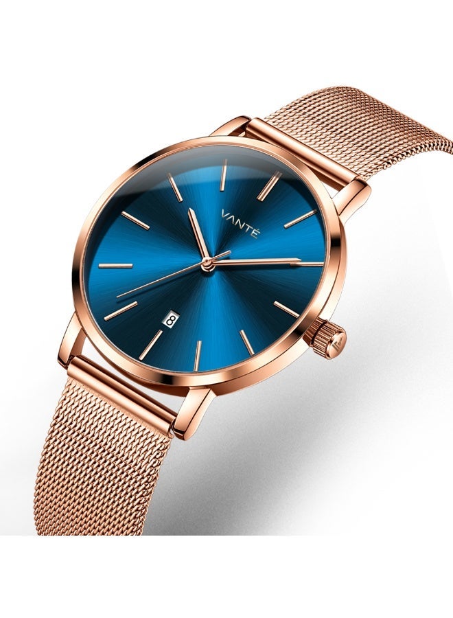 VOGUE VENUE VANTE Series Women’s Classic Rose Gold & Midnight Blue Mesh Watch by VOGUE VENUE-VNT020 - Image 3