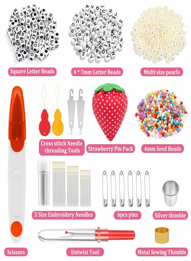 PAXCOO 985Pcs String Bracelet Making Kit, Friendship Bracelet String Kit with 110 Skeins Embroidery Floss Cross Stitch Thread, 830 Beads for Friendship Bracelet Making, 45Pcs Embroidery Tools - Image 4