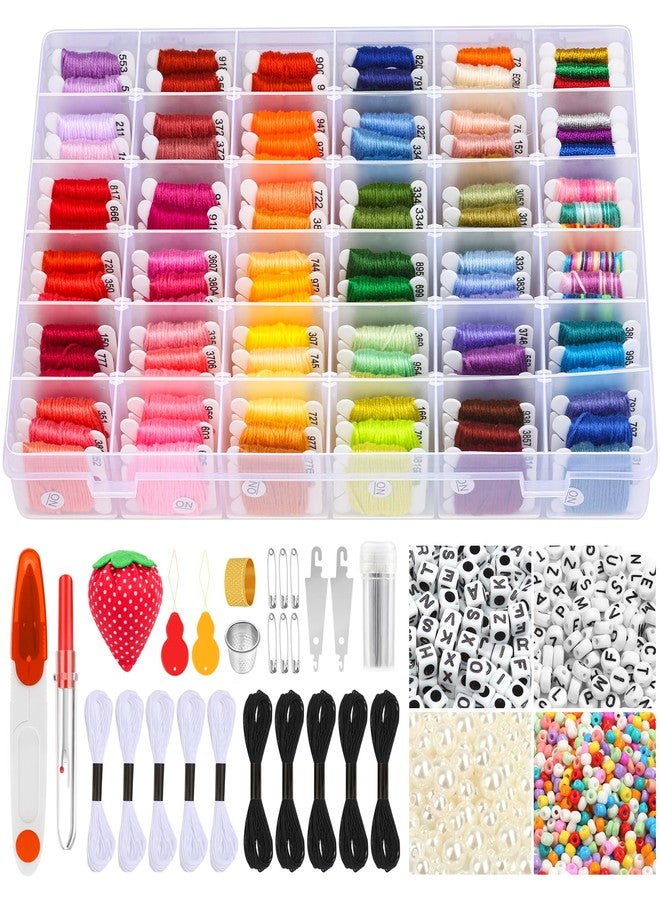 PAXCOO 985Pcs String Bracelet Making Kit, Friendship Bracelet String Kit with 110 Skeins Embroidery Floss Cross Stitch Thread, 830 Beads for Friendship Bracelet Making, 45Pcs Embroidery Tools - Image 1