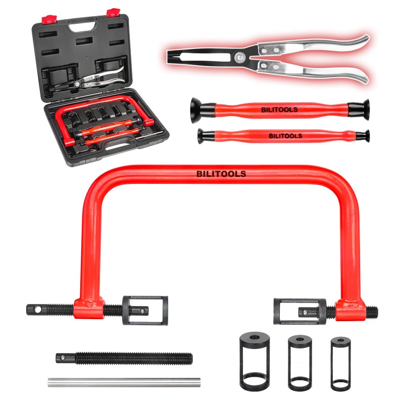 13pcs Valve Spring Compressor Tools with Straight Valve Stem Seal Plier Valve LappingGrinding Tool