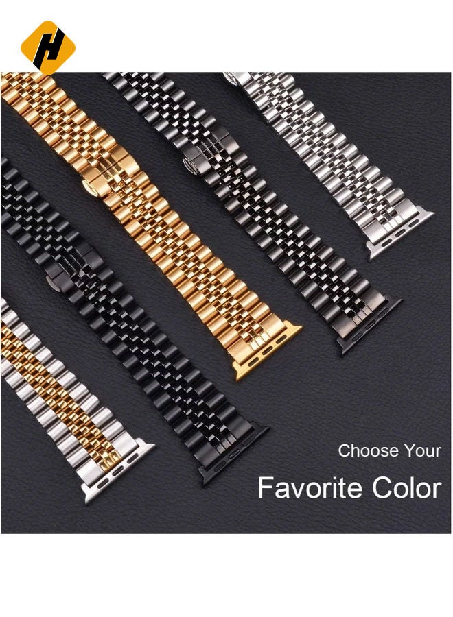 HuHa Compatible with Apple Watch Band 41mm 40mm 38mm, Stainless Steel Heavy Band with Butterfly Folding Clasp Link Bracelet for iWatch Series8/7/6/ SE Series 5/4/3/Men Women,  - Image 4