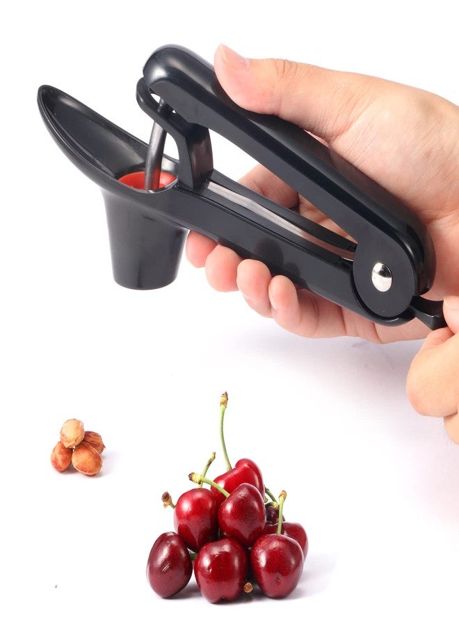 KABUDA 2 Packs Cherry Pitter Tools, Cherry Seed Core Remover Olives Pitter Tool, Stainless Steel Cherries Corer with Space-Saving Lock Design (Black & Green) - Image 3