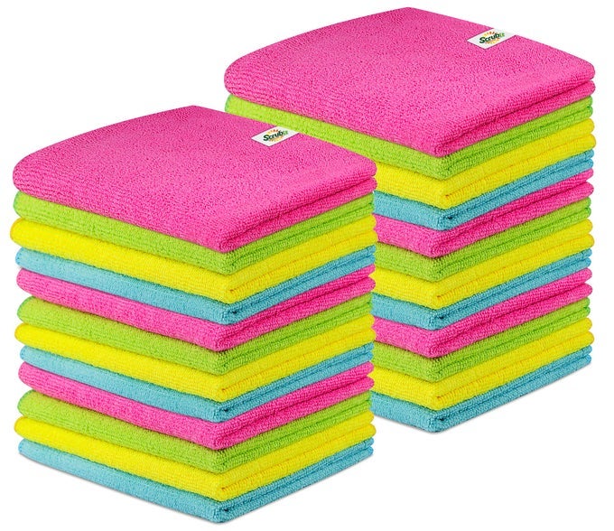 24 PACK MICROFIBER CLEANING CLOTH LINT FREE AND STREAK FREE TOWELS FOR HOUSE CARS KITCHEN AND SCREENS SUPER ABSORBENT AND SOFT WASH CLOTHS 12 X 16