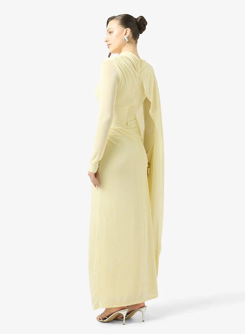 Ginger Draped Bodycon Dress with Cape Detail