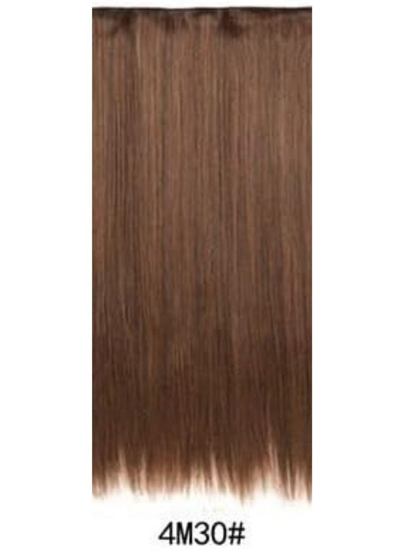 إستيل وصلة شعر Eestelle كاملة الرأس قطعة واحدة طويلة مستقيمة ومموجة مع 5 مشابك مناسبة للنساء والفتيات (اللون رقم 4M30 مستقيم) - Image 2