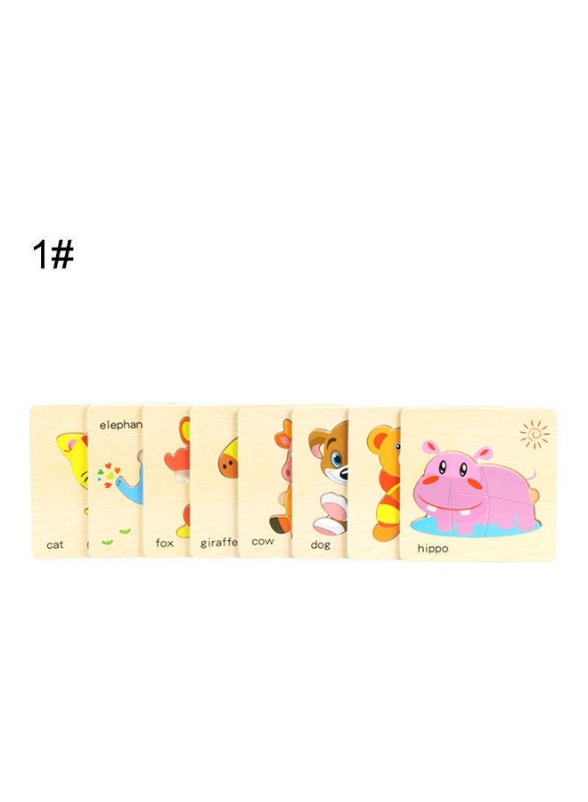 NIBEMINENT 8-Piece Wooden Cartoon Fruit Puzzle 16x2x16cm - Image 1