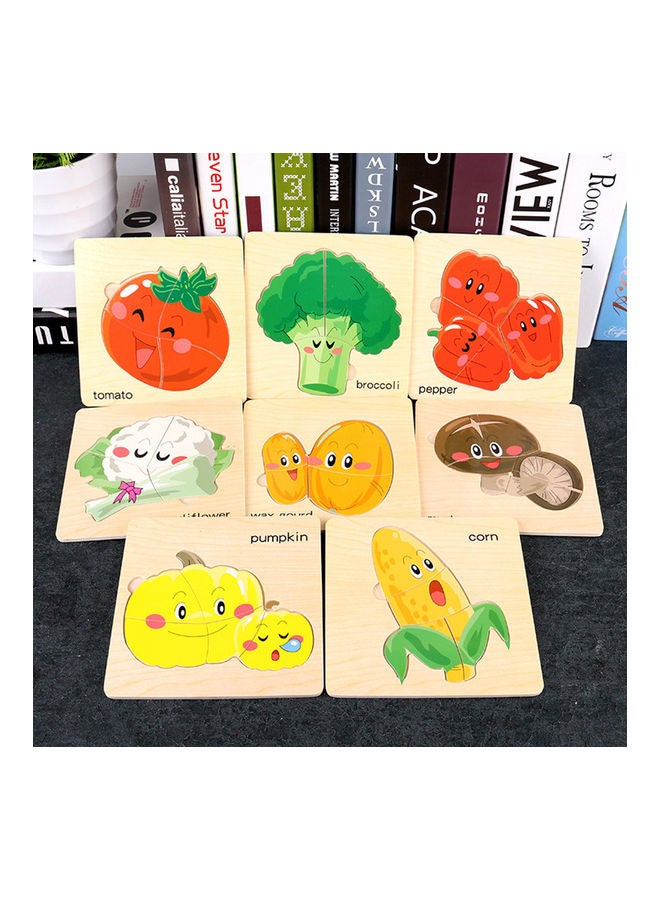 NIBEMINENT 8-Piece Wooden Cartoon Fruit Puzzle 16x2x16cm - Image 4