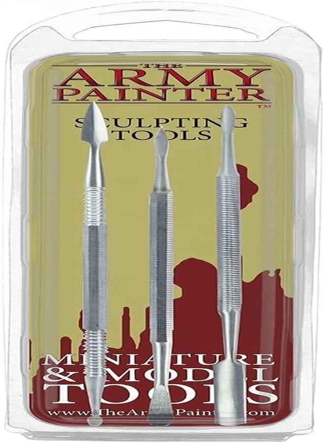 The Army Painter Clay Sculpting Tools - Set with Three Double Ended Stainless Steel Dab Tool, Polymer Clay Tools for Modeling Plastic, Resin, and Metal Miniatures - Green Stuff Putty Tool Clay - Image 1