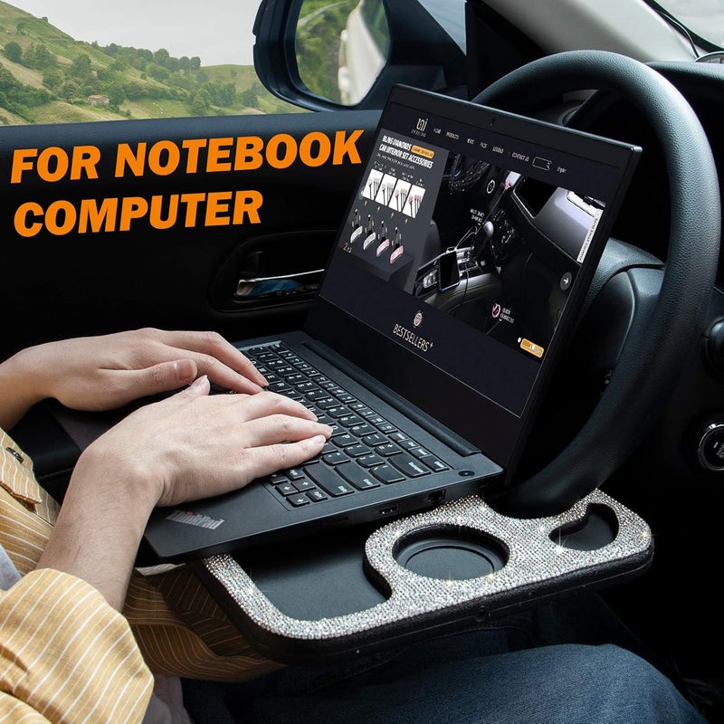 eing Bling Auto Steering Wheel Desk - Multi-Functional Car Travel Table for Eating and Working - Image 2