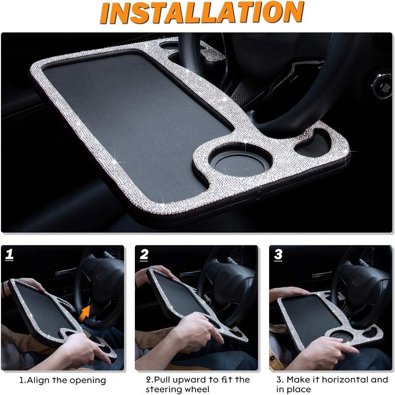 eing Bling Auto Steering Wheel Desk - Multi-Functional Car Travel Table for Eating and Working - Image 4