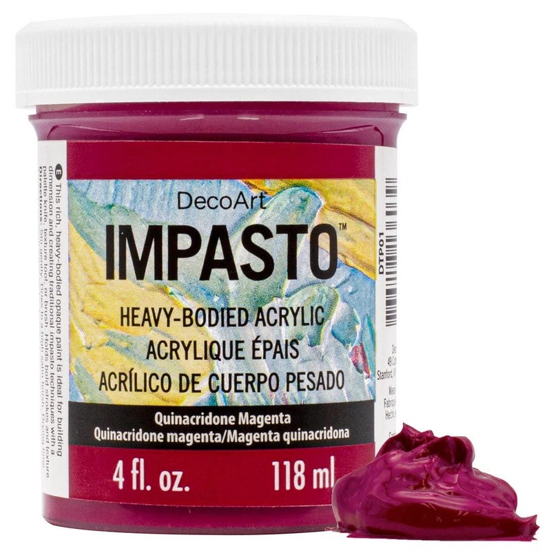 DecoArt Impasto Paint, Quinacridone Magenta, 4 fl oz, Jar - Image 1