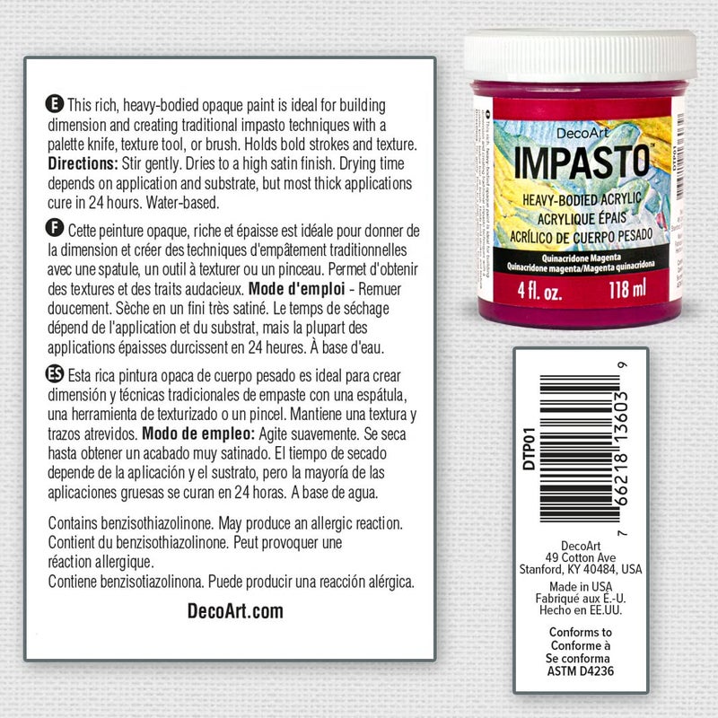 DecoArt Impasto Paint, Quinacridone Magenta, 4 fl oz, Jar - Image 4