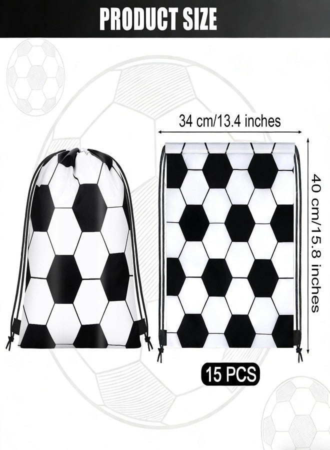 MIMIND 15 Pcs Soccer Drawstring Bags Backpack Birthday Party Goodie Favor Bags Gift Bag for Gym Sports Storage Travel - Image 2