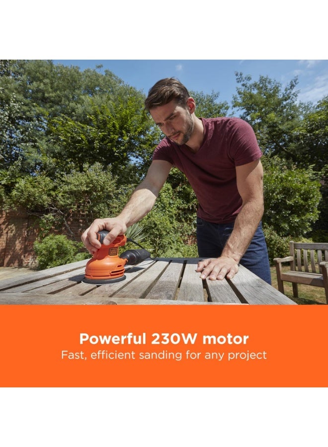 BLACK+DECKER Corded Random Orbit Sander Orange Black 230W 14000Rpm - Image 3