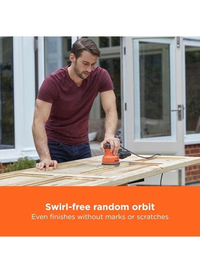 BLACK+DECKER Corded Random Orbit Sander Orange Black 230W 14000Rpm - Image 5