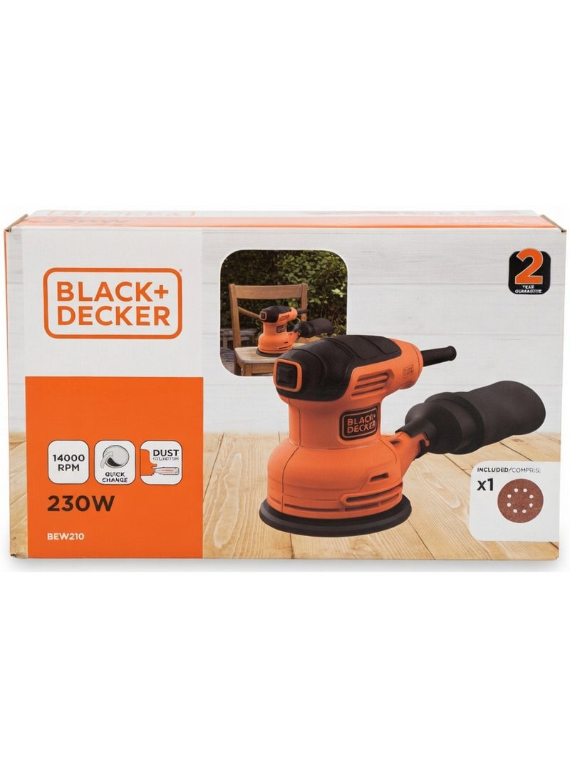 BLACK+DECKER Corded Random Orbit Sander Orange Black 230W 14000Rpm - Image 1