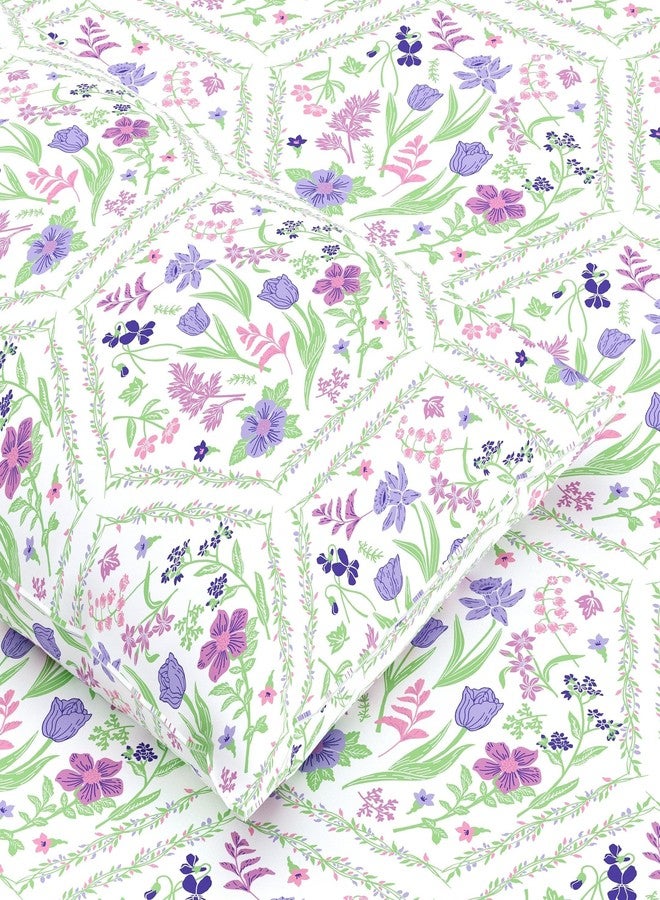 Dreamscape 100% Cotton King Fitted Bedsheet with 2 Pillow Covers - (Size 72 x 78 inches, 140 TC, Colour - Purple: Orchid Bloom) - Image 4
