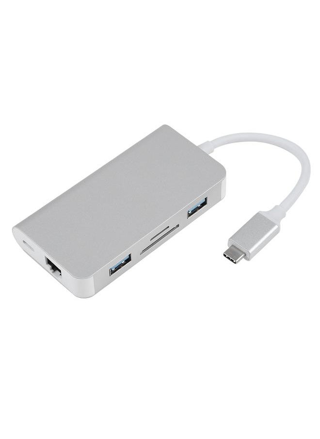 Thoraya TYPE-C to RJ45 Gigabit PD TF SD Converter Hub USB3.0 for iPhone/MacBook Silver  - Image 4
