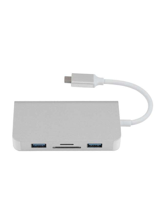 Thoraya TYPE-C to RJ45 Gigabit PD TF SD Converter Hub USB3.0 for iPhone/MacBook Silver  - Image 1