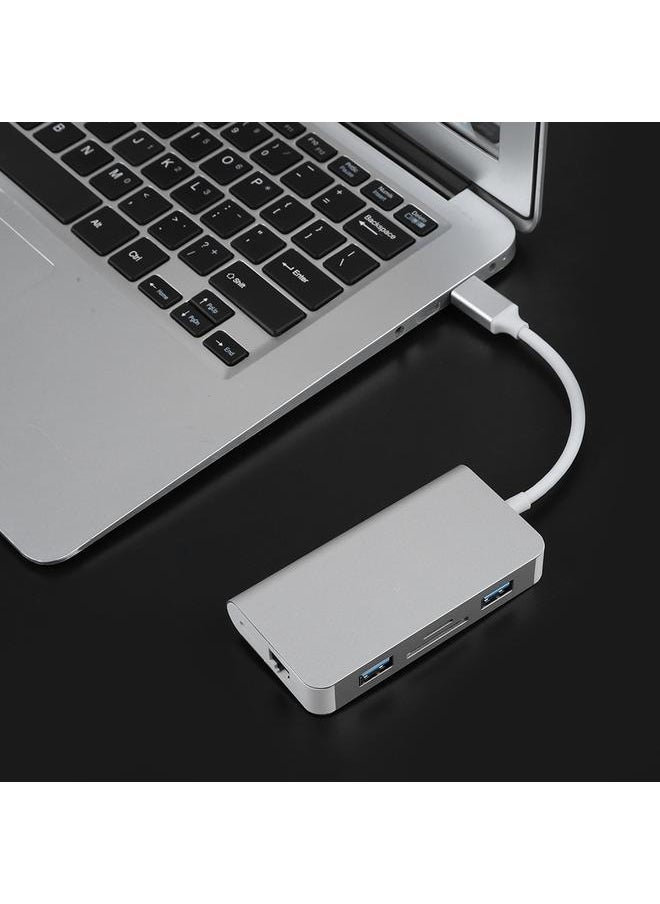 Thoraya TYPE-C to RJ45 Gigabit PD TF SD Converter Hub USB3.0 for iPhone/MacBook Silver  - Image 5