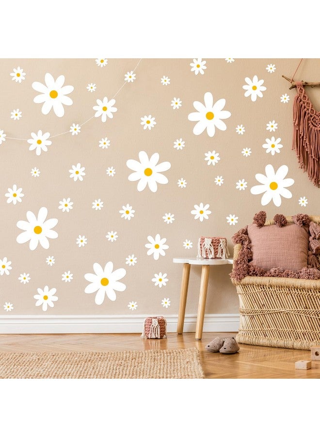 تاوباري 288 قطعة 12 ورقة ديزي ملصقات الحائط زهرة بيضاء ملصقات الحائط الفينيل قشر وعصا الأزهار الجدار ملصق ديزي جدار ديكور للأطفال الفتيات الحضانة غرفة اللعب غرفة نوم غرفة المعيشة جدار ديكور - Image 1