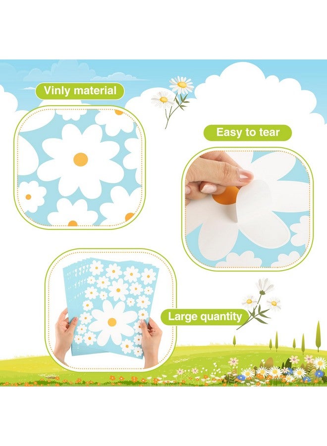 تاوباري 288 قطعة 12 ورقة ديزي ملصقات الحائط زهرة بيضاء ملصقات الحائط الفينيل قشر وعصا الأزهار الجدار ملصق ديزي جدار ديكور للأطفال الفتيات الحضانة غرفة اللعب غرفة نوم غرفة المعيشة جدار ديكور - Image 3