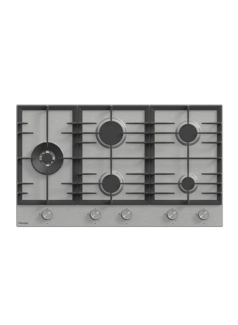 بومباني موقد مدمج 90 سم - 5 شعلات غاز من النوع الأوروبي، شعلات Sabaf، هيكل من الفولاذ المقاوم للصدأ - ضمان لمدة عام من الشركة المصنعة - - Image 1