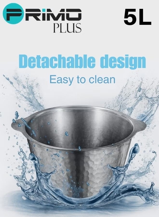 PRIMO PLUS Electric Meat Chopper Grinder 5 Liter  with two variable speed Stainless Steel Bowl Food Processor for Meat Vegetables Onion Ginger Garlic Mincer Blender for Home / Restaurants / Kitchen - Image 2