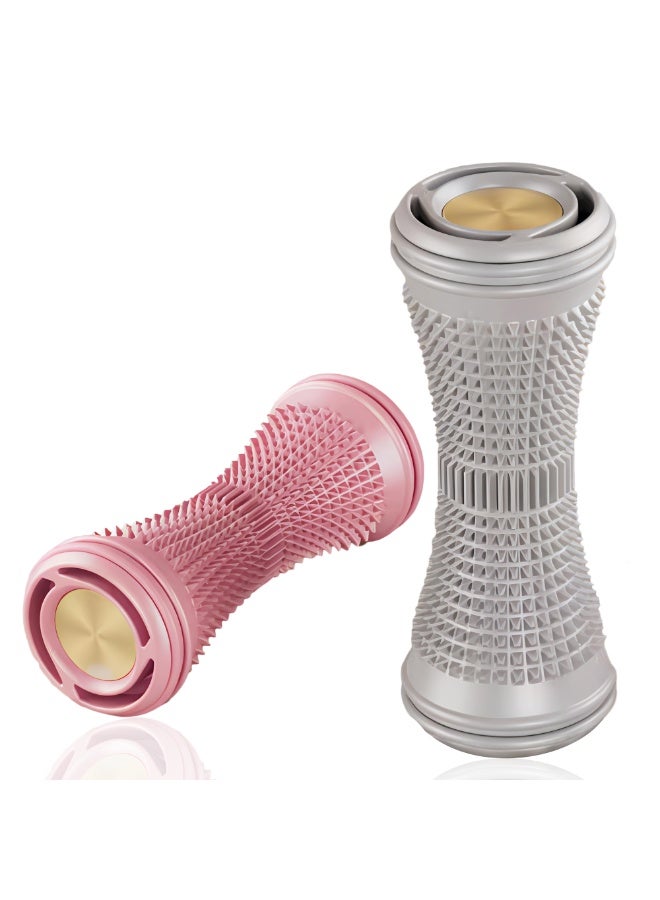 Loucky Loucky 2pcs Foot Roller for Plantar Fasciitis, Foot Massage Roller for Deep Tissue Muscle, Simultaneous Dual Use, Medium-Firm Rollers for Foot Arch and Heel Pain, Reflexology Tool & Whole Body Massage (Gray/Pink)  - Image 1