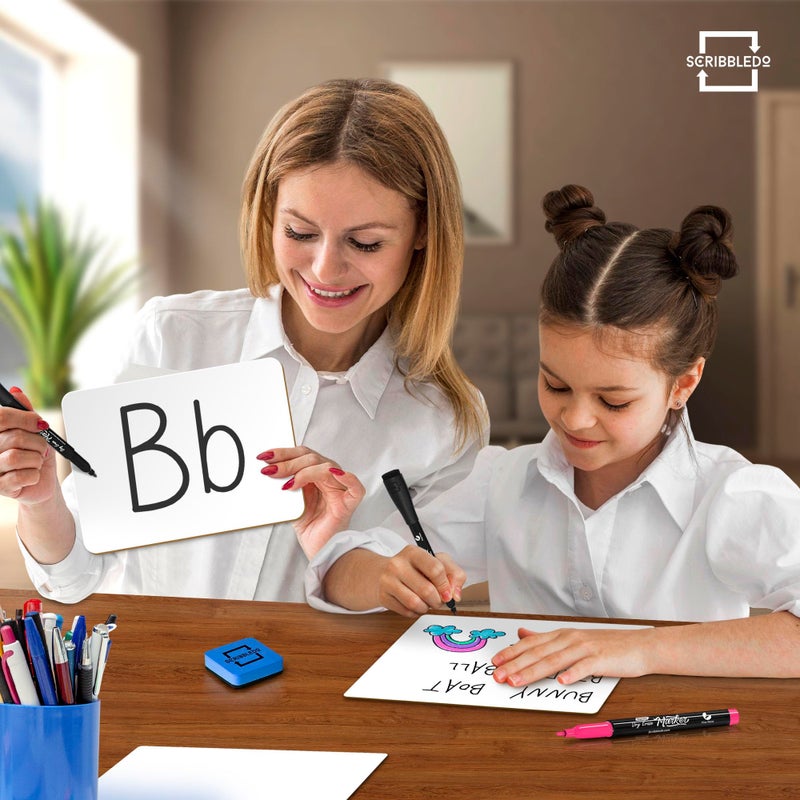 Scribbledo Small White Board Dry Erase Mini Whiteboard 6x9 Inch Small Dry Erase Board Marker Board Dry Erase Lapboards Handheld Personal White Boards for Students Whiteboard Office Kitchen - Image 2