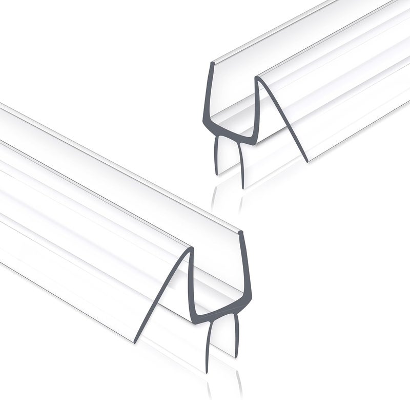 EAISMON Frameless Shower Door Seal Strip 2 Pack x 39 Inch M Glass Shower Door Bottom Seal Strip for 1/4" Glass Shower Door Sweep, Ultra-Clear Polycarbonate Stop Shower Leaks Create A Water Barrier - Image 1