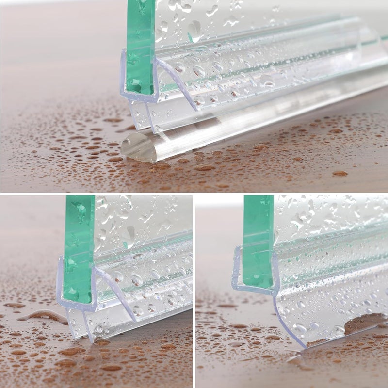 EAISMON Frameless Shower Door Seal Strip 2 Pack x 39 Inch M Glass Shower Door Bottom Seal Strip for 1/4" Glass Shower Door Sweep, Ultra-Clear Polycarbonate Stop Shower Leaks Create A Water Barrier - Image 2