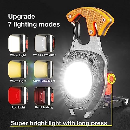 KLIFFOO Keychain LED Flashlights, Rechargeable Flashlight Torch 7 Light Modes with Lighter,Whistles,Screwdriver,Bottle Opener,Magnet Base Multifunction Emergency Use COB Light for Camping Outoor - Image 2