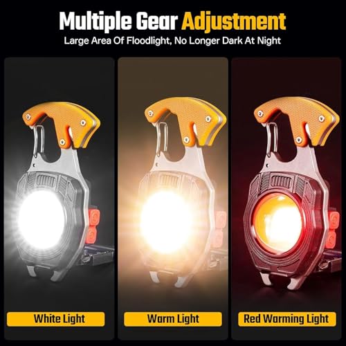 KLIFFOO Keychain LED Flashlights, Rechargeable Flashlight Torch 7 Light Modes with Lighter,Whistles,Screwdriver,Bottle Opener,Magnet Base Multifunction Emergency Use COB Light for Camping Outoor - Image 3