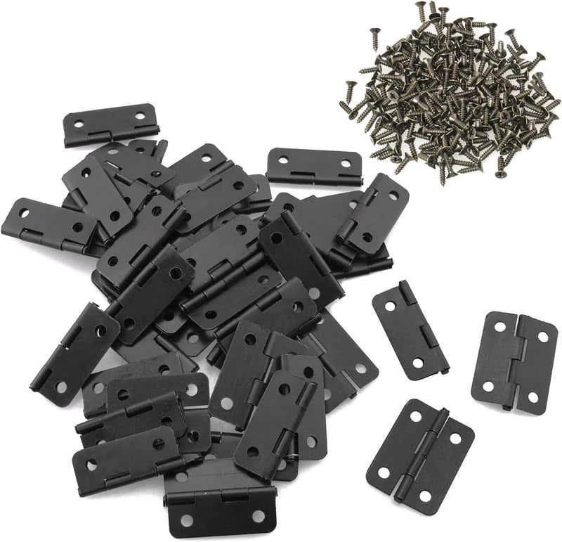 كلاراكو Klarako 50 قطعة مفصلات معدنية صغيرة مفصلات ريترو 24 × 18 مم مع مسامير لصندوق خشبي وصندوق مجوهرات وخزانة وإكسسوارات DIY، لون أسود - Image 1
